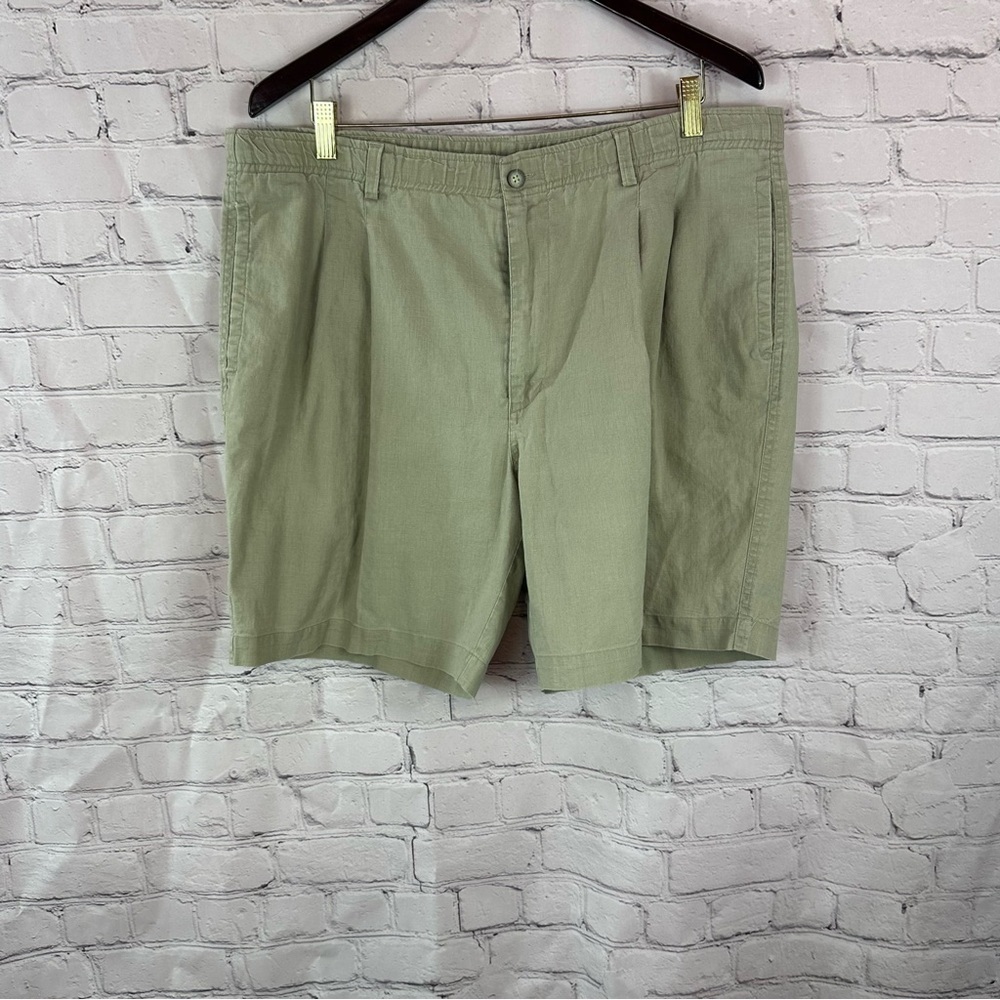 island fever Men's khaki linen cotton casual Shorts sz L beach tropical travel